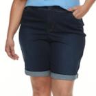 Plus Size Croft & Barrow&reg; Denim Bermuda Shorts, Women's, Size: 16 W, Dark Blue