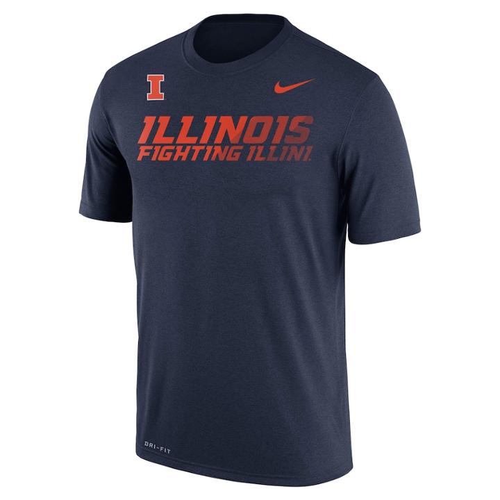 Men's Nike Illinois Fighting Illini Legend Staff Sideline Dri-fit Tee, Size: Small, Blue (navy)