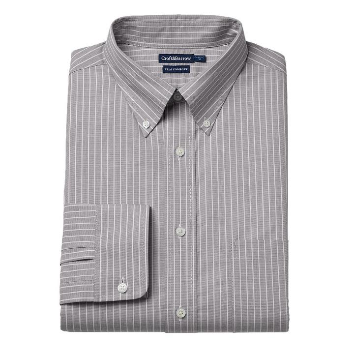 Big & Tall Croft & Barrow&reg; True Comfort Regular-fit Dress Shirt, Men's, Size: 20 34/5b, Black