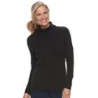 Women's Croft & Barrow&reg; Ribbed Turtleneck Sweater, Size: Xs, Black