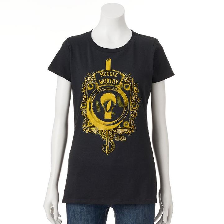 Juniors' J.k. Rowling Fantastic Beasts Muggle Worthy Graphic Tee, Girl's, Size: Small, Black