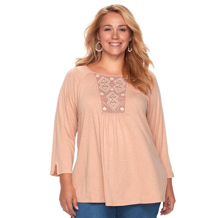 Plus Size Sonoma Goods For Life&trade; Embroidered Top, Women's, Size: 2xl, Med Pink