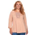 Plus Size Sonoma Goods For Life&trade; Embroidered Top, Women's, Size: 2xl, Med Pink
