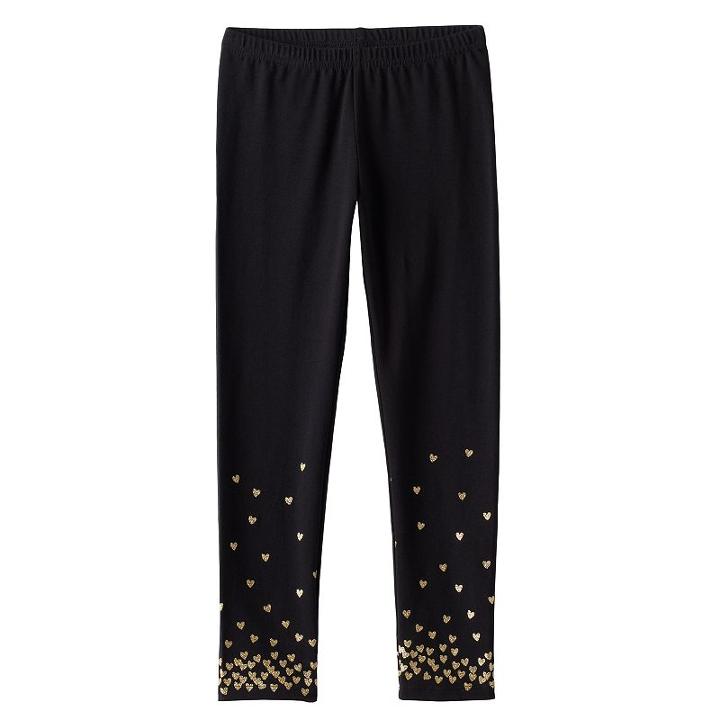 Girls 4-10 Jumping Beans&reg; Long Print Leggings, Girl's, Size: 10, Black