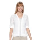 Petite Croft & Barrow&reg; Open Work Crop Cardigan, Women's, Size: Xl Petite, White