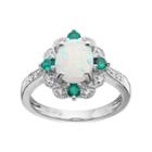 Sterling Silver Lab-created Opal Scalloped Ring, Women's, Size: 7, Green