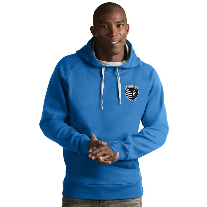 Men's Antigua Sporting Kansas City Victory Pullover Hoodie, Size: Xl, Light Blue