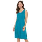 Women's Croft & Barrow&reg; Pintuck Fit & Flare Dress, Size: Medium, Turquoise/blue (turq/aqua)