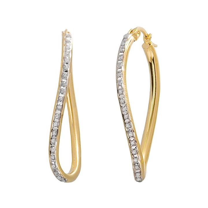 Diamond Mystique 18k Gold Over Silver Figure 8 Hoop Earrings, Women's, Yellow