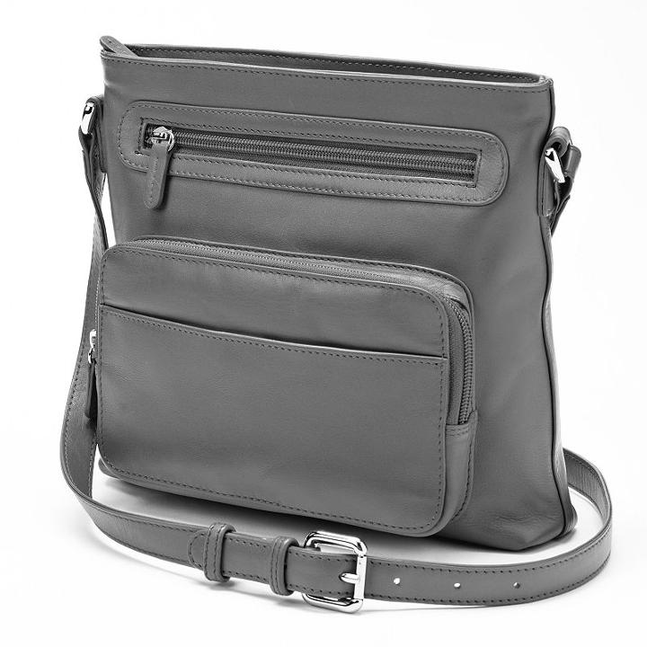 Ili Top Zip Leather Crossbody, Women's, Grey
