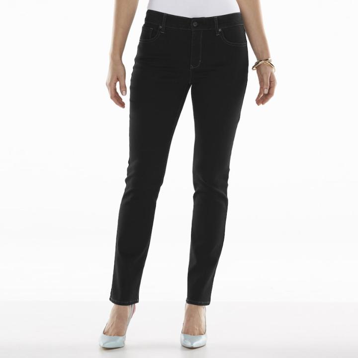 Gloria Vanderbilt Bridget Slim Leg Pants - Women's, Size: 2 - Regular, Grey (charcoal)