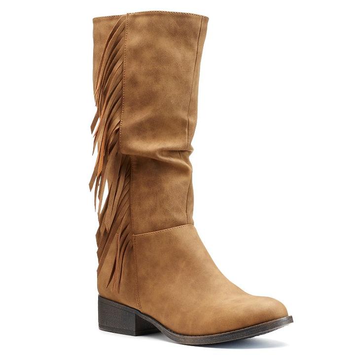 Candie's&reg; Girls' Tall Fringe Riding Boots, Girl's, Size: 3, Brown