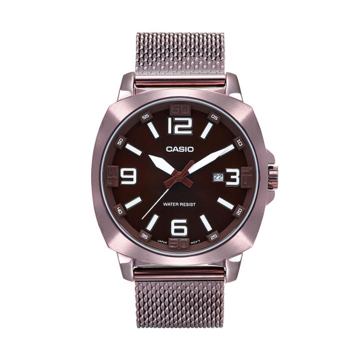 Casio Men's Stainless Steel Mesh Watch - Mtp1350dd-5a, Size: Large, Brown