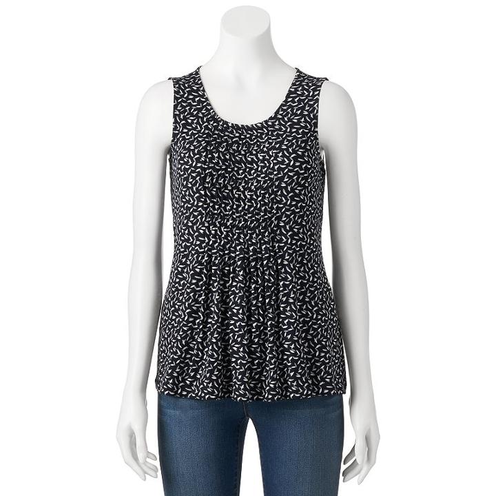 Petite Croft & Barrow&reg; Pintuck Tank, Women's, Size: L Petite, Black