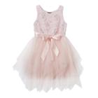 Girls 4-6x Lilt Floral Sequin Tiered Handkerchief Hem Dress, Girl's, Size: 4, Light Pink