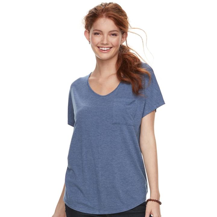 Juniors' So&reg; Cross Back Short Sleeve Tee, Teens, Size: Xs, Dark Blue