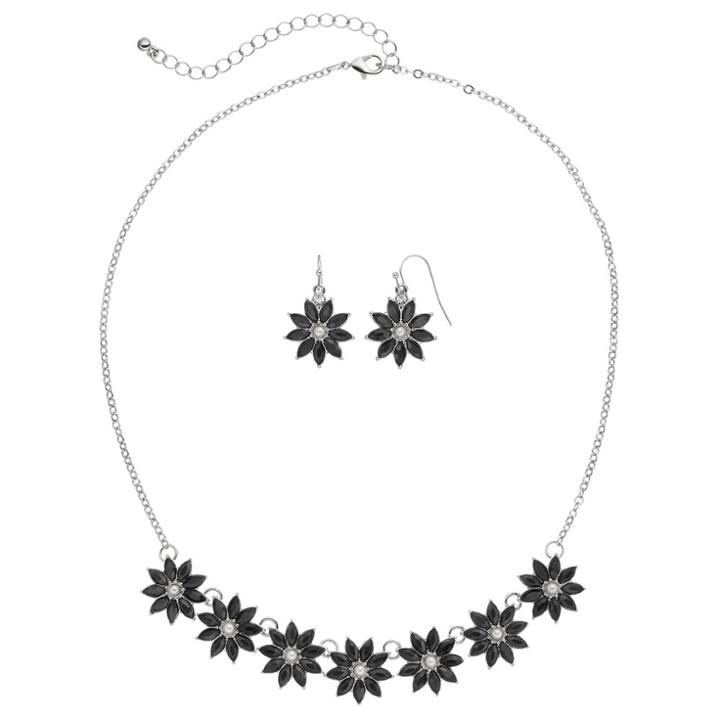 Plus Size Flower Necklace & Drop Earring Set, Women's, Oxford