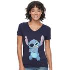 Disney's Lilo & Stitch Juniors' High-low V-neck Graphic Tee, Teens, Size: Medium, Blue (navy)