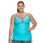 Plus Size Free Country Colorblock Underwire Tankini Top, Women's, Size: 3xl, Blue Other