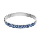 Confetti Stainless Steel Blue Crystal Hinged Bangle Bracelet, Women's