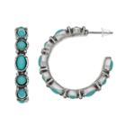 Teal Cabochon Circle & Oval Hoop Earrings, Women's, Turq/aqua