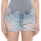 Juniors' Candie's&reg; High-waist Ripped Jean Shortie Shorts, Girl's, Size: 13, Blue Other