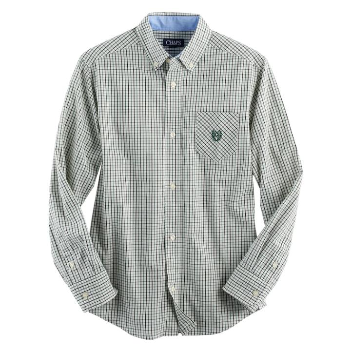 Boys 4-20 Chaps Plaid Button-down Shirt, Size: 4-5, Dark Green