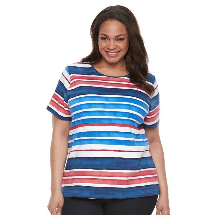 Croft & Barrow, Plus Size &reg; Essential Crewneck Tee, Women's, Size: 0x, Dark Blue