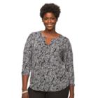 Plus Size Dana Buchman Knit Henley Top, Women's, Size: 1xl, Med Grey