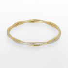 18k Gold Over Bronze And Rhodium-plated Bronze Diamond Accent Twist Bangle Bracelet, Women's, Size: 8, White