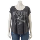 Plus Size Rock & Republic Led Zeppelin Graphic Tee, Women's, Size: 1xl, Grey (charcoal)