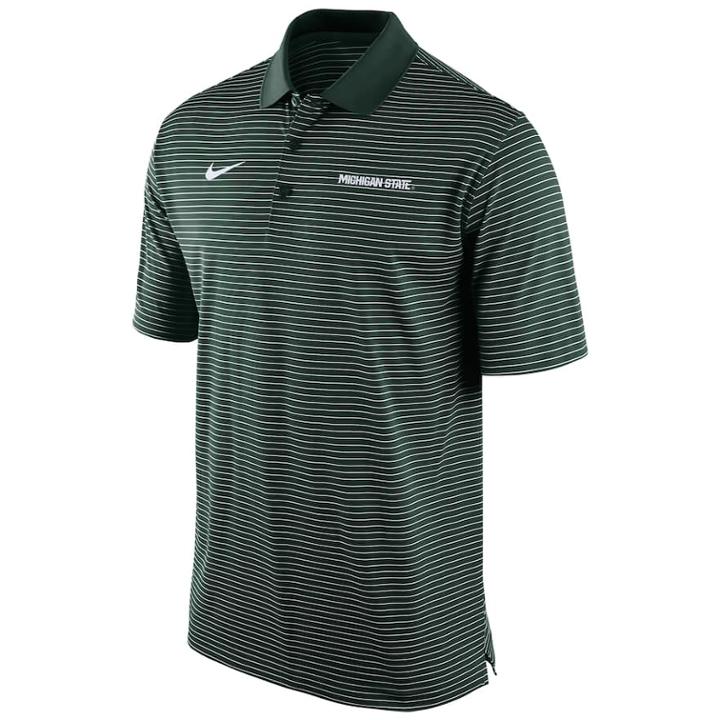 Men's Nike Michigan State Spartans Striped Stadium Dri-fit Performance Polo, Size: Large, Green