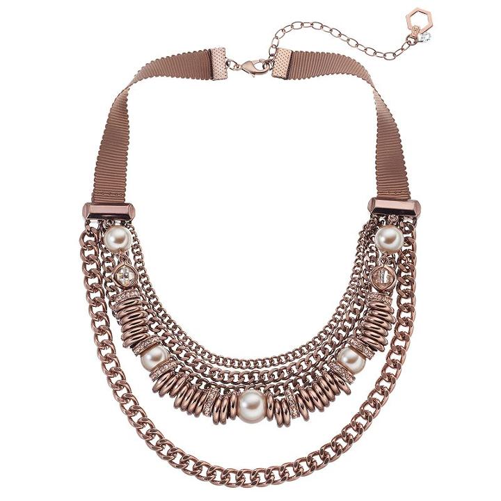 Simply Vera Vera Wang Ribbon Swag Curb Chain Necklace, Women's, Rust/coppr