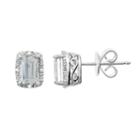 Sterling Silver White Topaz & Diamond Accent Rectangle Halo Stud Earrings, Women's