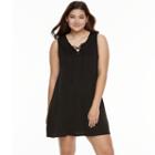 Juniors' Plus Size About A Girl Lace-up Swing Dress, Size: 2xl, Black