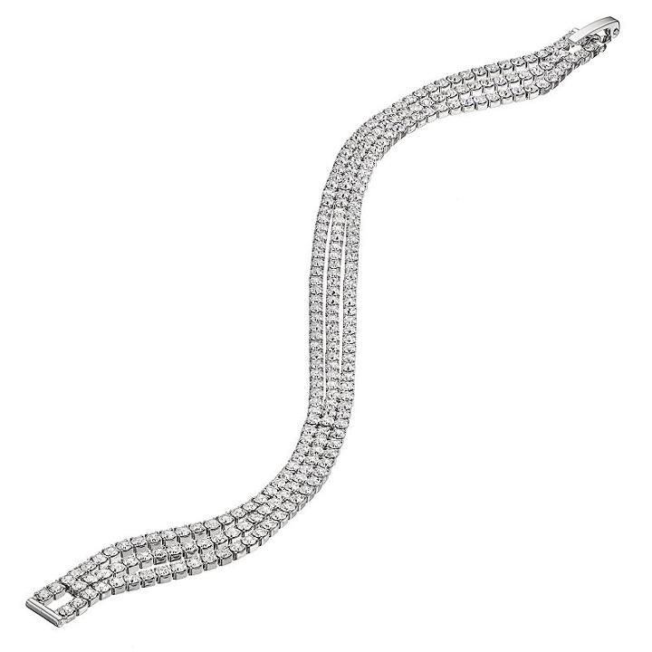 Duchess Of Dazzle Crystal Silver Tone Multistrand Bracelet, Women's, White