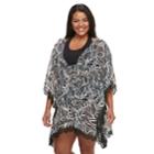 Plus Size Beach Scene Leaf Caftan Cover-up, Women's, Size: 3xl, Oxford