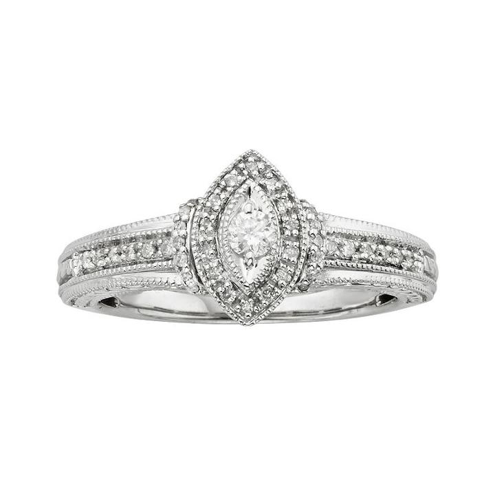 Round-cut Diamond Engagement Ring In 10k White Gold (1/4 Ct. T.w.), Women's, Size: 5.50