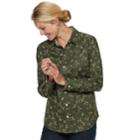 Petite Croft & Barrow&reg; Easy Care Button Down Shirt, Women's, Size: Xs Petite, Dark Green