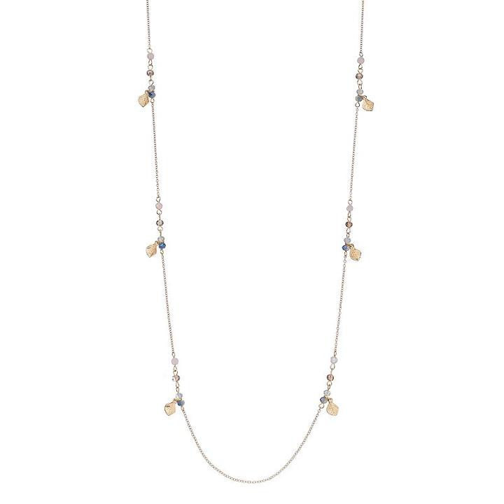 Lc Lauren Conrad Long Beaded Leaf Charm Station Necklace, Women's, Grey