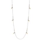 Lc Lauren Conrad Long Beaded Leaf Charm Station Necklace, Women's, Grey