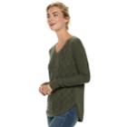 Women's Sonoma Goods For Life&trade; Geometric Twist Cable-knit Sweater, Size: Large, Dark Green