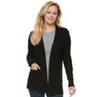Women's Apt. 9&reg; Ribbed Trim Cardigan, Size: Small, Black