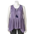 Juniors' Plus Size Mudd&reg; Flounce Tassel Tank, Girl's, Size: 2xl, Med Purple