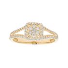 10k Gold 3/8 Carat T.w. Diamond Cluster Square Halo Engagement Ring, Women's, Size: 9.50, White