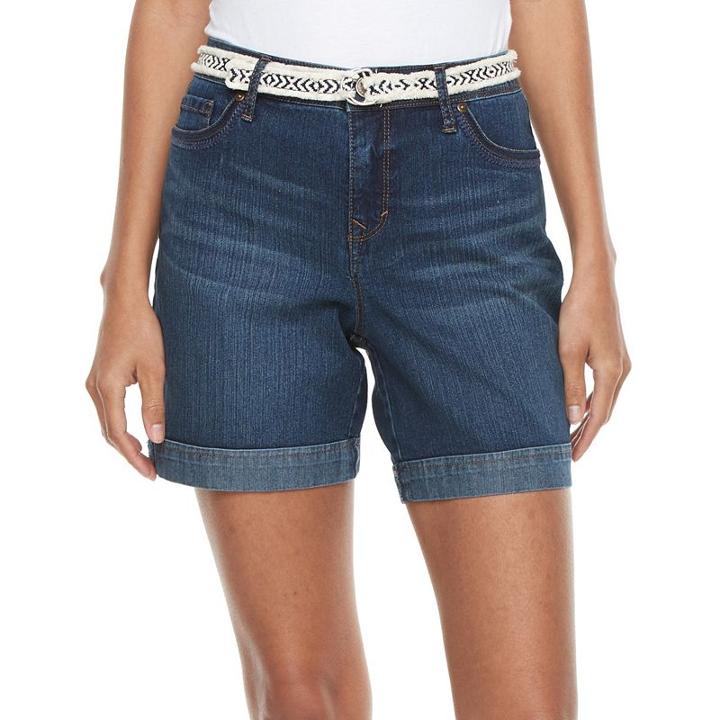 Women's Gloria Vanderbilt Marisa Belted Shorts, Size: 16, Med Blue