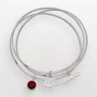 Arkansas Razorbacks Silver Tone Crystal Charm Bangle Bracelet Set, Women's, Red
