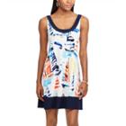 Women's Chaps Sailboat A-line Dress, Size: Large, White
