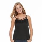 Women's Apt. 9&reg; Satin Mesh Camisole, Size: Large, Black