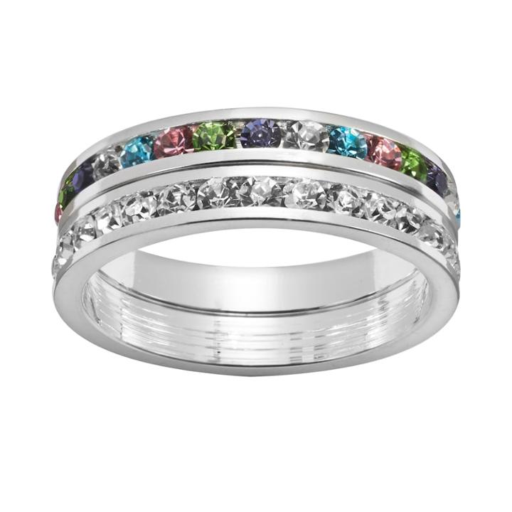 Traditions Silver-plated Swarovski Crystal Eternity Ring Set, Women's, Size: 7, Multicolor